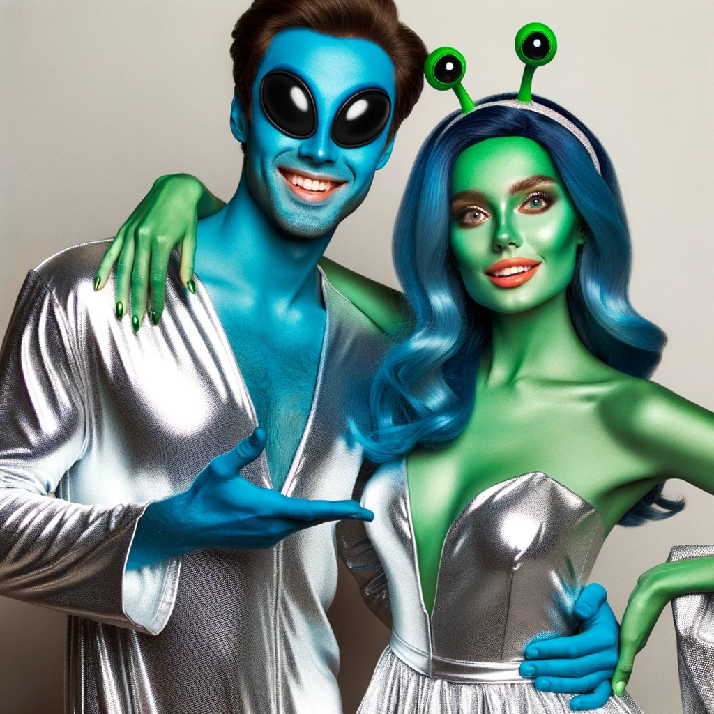 Couple’s Alien Halloween Costume 2023: Man and Woman Duo